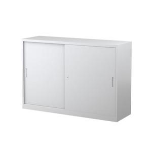 Two Shelves Sliding Door Cabinet With Perforated Doors