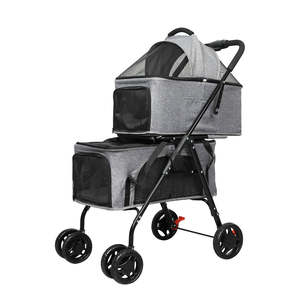 Pet: PaWz Two-tier Pet Stroller Double Dog Pram Cat Carrier Travel Pushchair Foldable