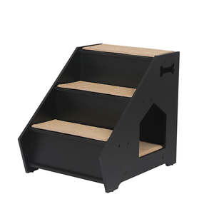Pet: PaWz Wooden Dog Ramp Stairs Steps For Bed Pet Calming Kennel Non-Slip Black
