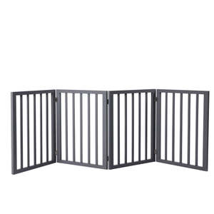 Wooden Pet Gate Dog Fence Retractable Barrier Portable Door 4 Panel