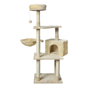 Cat Supplies: PaWz Cat Tree Toy Scratching Post Scratcher Tower Condo Wooden House Cream 130cm