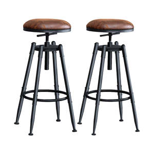 Bar Stools: 2x Levede Rustic Industrial Bar Stool Kitchen Stool Barstool Swivel Dining Chair