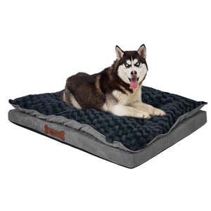 Dog Calming Bed Warm Soft Plush Comfy Sleeping Memory Foam Mattress Dark Grey