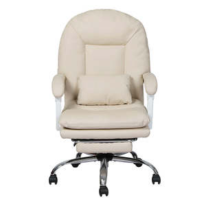 Levede Executive Office Chair Footrest PU Leather Tilt Gaming Work Seat Beige