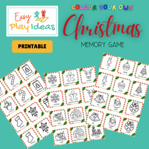 Christmas memory game or matching game colour your own