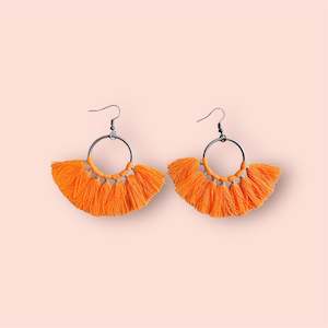 Earrings: Orange Tassel Earrings