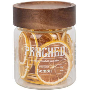 Parched Dehydrated Garnishes: Parched Dehydrated Lemon Slices 25g + Glass Jar