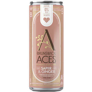 Non Alcoholic Spirits: Brunswick Aces Hearts Sapiir and Ginger RTDS 0% 250ml 24pk