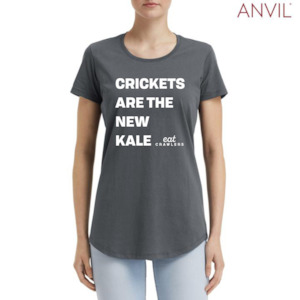 Discountable: Eat Crawlers cotton "Crickets are the new kale" LADIES t-shirt