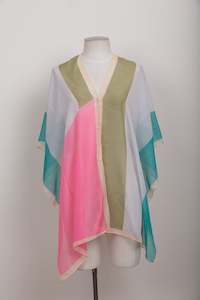 BEACH SHAWL PEARL BUTTON COVER UP