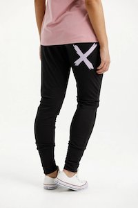 APARTMENT PANTS BLACK WITH LILAC PRINT