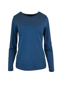 Merino Clothing: WOMENS 100% MERINO WOOL (210) CURVE HEM LONG SLEEVE JUMPER TWILIGHT EBAS583