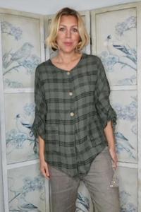 New Arrivals: GILDA BIG BUTTON JACKET CHECK FOREST