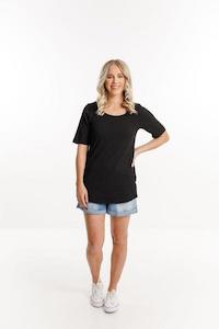 Athleisure: LONG TEE BLACK