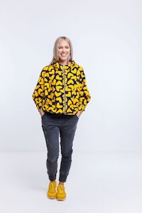 New Arrivals: EVIE BOMBER BLUE & YELLOW HEART PRINT