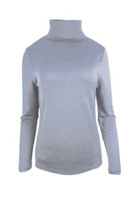 Ebony: WOMENS 100% MERINO (210) LONG SLEEVE HIGH NECK TOP DUSK BLUE