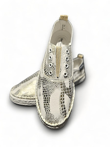 Holster: CROC LEATHER VERA SHOES LINEN RIVER GOLD/BEIGE
