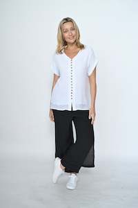 FULL LENGTH SIDE BUTTON LAYERED BEACH PANT BLACK