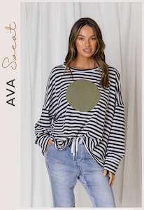 AVA COTTON STRIPE CIRCLE SWEAT