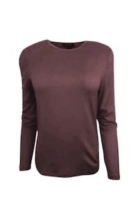 Crew Neck Womens Merino Wool Nz: WOMENS 100% MERINO (210) LONG SLEEVE SATIN CREW TOP AMETHYST EBAS503
