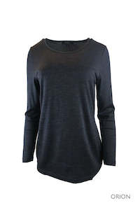 WOMENS 100% MERINO (210) LONGLINE SCOOP LONG SLEEVE TOP ORION