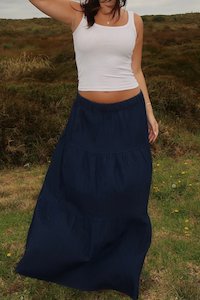 Skirts: DUNE ROAD DENIM TIERED MAXI SKIRT