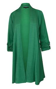 Cardigans Shrugs: TAB SLEEVE 100% MERINO EDGE TO EDGE A-LINE CARDIGAN VERDE EBAS591VER