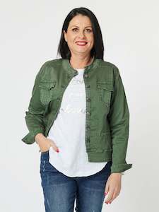 Threadz: MAGGIE DENIM JACKET KHAKI