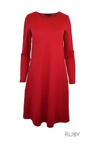 MERINO SWING DRESS LONG SLEEVES RUBY
