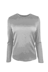 WOMENS 100% MERINO (210) LONG SLEEVE SATIN CREW TOP STARLIGHT