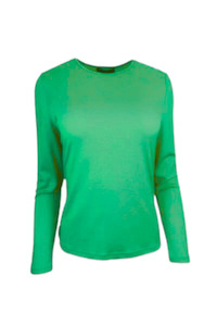 WOMENS 100% MERINO (210) LONG SLEEVE CREW TOP VERDE
