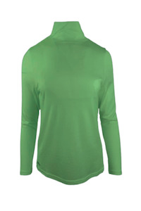 WOMENS 100% MERINO (210) LONG SLEEVE HIGH NECK TOP VERDE