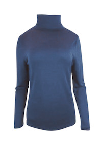 WOMENS 100% MERINO (210) LONG SLEEVE HIGH NECK TOP MIDNIGHT