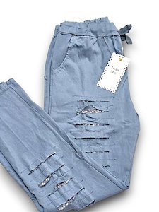 RIPPED JOGGER PANTS PETROL