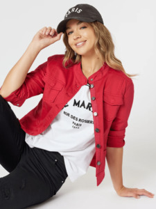 MAGGIE DENIM JACKET RED