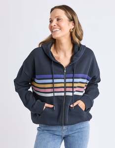 Jackets Coats: CUE ZIP HOODIE NAVY