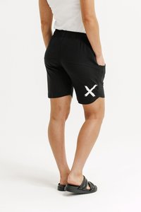 Bottoms: APARTMENT SHORTS BLACK WITH WHITE PRINT