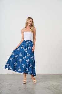 ELASTIC WAIST SKIRT PALMS PRINT