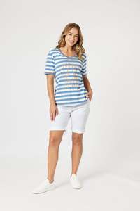 Threadz: LOVE & KISSES TEE BLUE/NATURAL