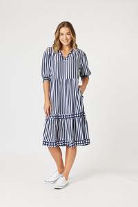 HARLEQUIN STRIPE TIER DRESS