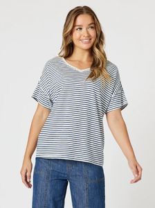 Threadz: TYLA STRIPE TEE INDIGO/WHITE
