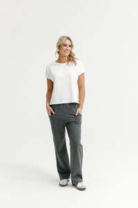 Home Lee: AVENUE PANTS CHARCOAL WITH MATTE BLACK X