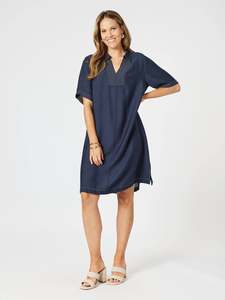 Clarity: TOP STITCH DRESS NAVY