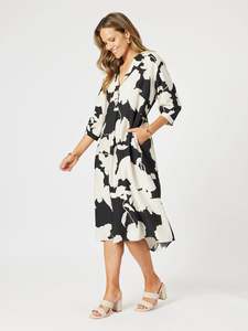 BARCELONA DRESS BLACK/NATURAL