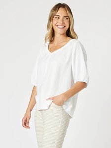 LINO V NECK TOP WHITE