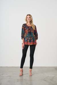 TIE NECK BLOUSE TROPICAL PRINT