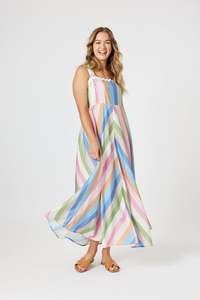 Dresses: LUCY STRIPE SUNDRESS MULTI