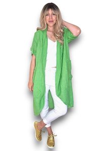 Jackets Coats: LINEN COVER UP BRIGHT GREEN