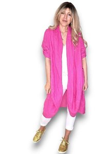 LINEN COVER UP HOT PINK