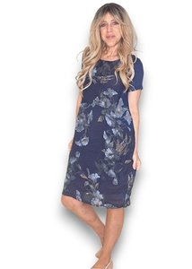 Helga May: JUNGLE DRESS LINEN TRUMPET NAVY